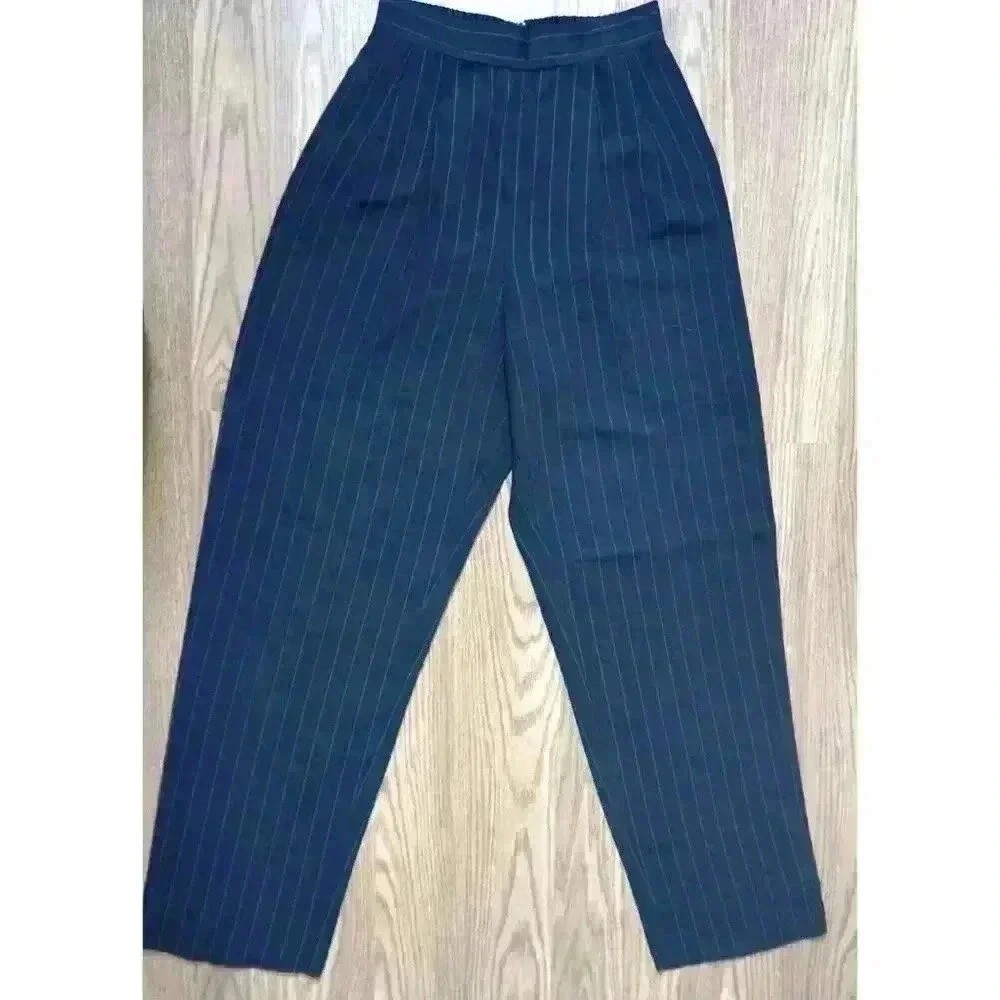 John Roberts Women's Blue Striped Pant Suit Pants Straight, Size 6
